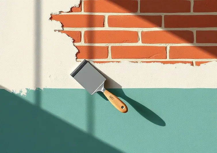 Application d'un enduit décoratif à la lisseuse sur un mur